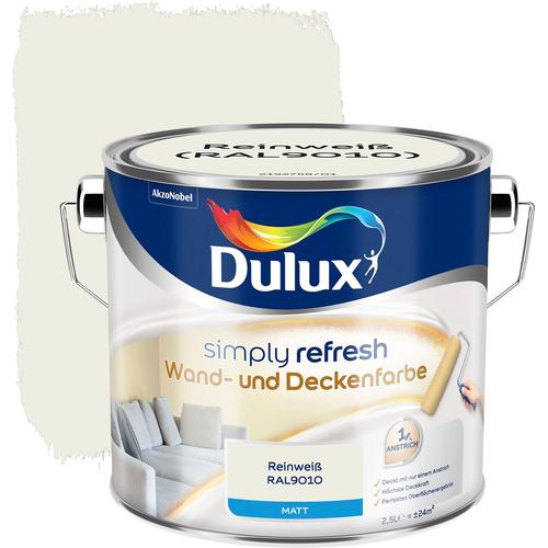 „DULUX Wand- und Deckenfarbe „“Simply Refresh““ Farben matt, hochdeckend, 2,5 l Gr. 2,50 l 2500 ml, weiß (reinweiß (ral9010)) Wandfarbe“