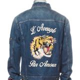 Gucci Jackets & Coats | Gucci Warm,Tiger Accent Trucker Jacket Size: Xxl | Us44, It54 | Color: Blue | Size: Xxl