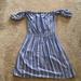 American Eagle Outfitters Dresses | Blue And White Stripped Off Shoulder Dress | Color: Blue | Size: S