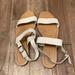 J. Crew Shoes | J Crew Tumbled White Leather Slingback Sandals Size 9.5 | Color: Cream/White | Size: 9.5