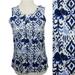 Lilly Pulitzer Tops | Lilly Pulitzer Tank Top Xs Larissah Tons Of Fun Navy Blue Ikat Elephant Crinkle | Color: Blue/White | Size: Xs