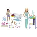 Barbie GKH23 - Kinderärztin-Spielset mit Blonder Puppe, 2 Baby-Puppen, ab 3 Jahren & GFL38 - “Skipper Babysitters Inc.” Kinderzimmer Spielset, 2 Babypuppen, Kinderbett, +10 Zubehörteile,ab 3 Jahren