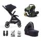 Aylo Rich Black Baby Stroller with Carrycot and Desert Green Doona Car Seat - Complete Travel System for Both Small Trips or All-Day Strolling - Baby to Toddler Pushchair from Birth to 4 Years (22Kg)