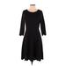 Vanilla Bay Casual Dress - A-Line Scoop Neck 3/4 sleeves: Black Print Dresses - Women's Size Small