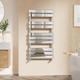 EMKE Chrome Towel Radiator Bathroom Heated Towel Rail, Flat Panel Towel Rail Radiator Versatile Wall/Floor Mounted Bathroom Radiators 1000 x 500 mm