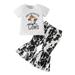 TAIAOJING Baby Girl Outfit Toddler Girls Short Sleeve Cartoon Printed T Shirt Pullover Tops Bell Bottoms Pants Kids Outfits 18-24 Months