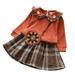 Toddler Girls Outfit Kids Babys S Spring Winter Plaid Knit Sweater Thick Long Sleeve Skirts Set Outfit Clothes