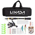 Lixada Fishing Rod Reel Combo Carbon Fiber Telescopic Fishing Rod Fishing Line Lures Hooks Jigs Swivels Saltwater Freshwater Travel Fishing Accessories Kit (Style-2 1.8M)