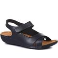 Pavers Ladies Wide Fit Touch-Fasten Sandals - Navy Size 7 UK