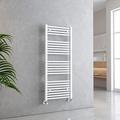 EMKE Towel Rail Radiator White, Heated Towel Rail for Bathrooms 1200 x 500mm, Modern Straight Towel Radiator Versatile Wall/Floor Mounted Bathroom Radiators