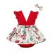 YDOJG Toddler Girls Outfit Baby Cute Cartoon Sleeveless Patchwork Princess Dress Romper With Headbands Christmas Outfit Set 2Pcs Clothes