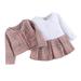 Toddler Girls Outfit Baby Long Sleeves Patchwork Plaid Princess Dress Round Collar Coat Outfit Set Clothes 2Pcs