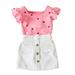 Toddler Girls Outfit Kids Baby Short Sleeve Ruffle Dot T Shirt Tops Skirts 2Pcs Princess Outfits Clothes Set