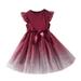 YDOJG Girls Fashion Dresses Kids Toddler Children Baby Girls Bowknot Ruffle Short Sleeve Tulle Birthday Dresses Patchwork Party Dress Princess Dress Outfits Clothes