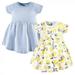 Hudson Baby Infant and Toddler Girl Cotton Short-Sleeve Dresses 2pk Lemons 5 Toddler