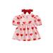 TFFR Baby Girls Summer Dress with Bow Headband Heart Printed Short Puff Sleeve Crew Neck Dress Girls Princess Style One-Piece