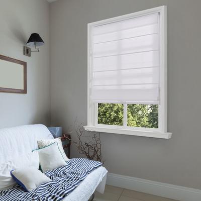 Wide Width Cordless Light Filtering Fabric Roman Shades by Whole Space Industries in White (Size 27