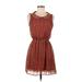 Hello Miss Casual Dress - Mini Scoop Neck Sleeveless: Brown Dresses - Women's Size Medium