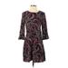 Banana Republic Factory Store Casual Dress - A-Line Crew Neck 3/4 sleeves: Pink Paisley Dresses - Women's Size 2 - Print Wash