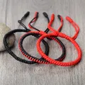 Bracelets à fil noir et rouge classique bijou de poignet bouddhiste tibétain Lama nœud réglable