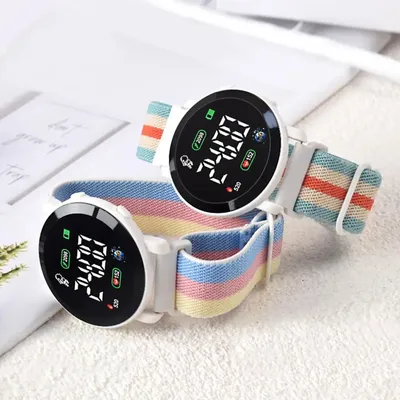 Montre électronique LED tressée pour enfants montre-bracelet de sport électronique horloge