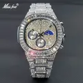 MISSFOX-Montre-bracelet de luxe pour homme chronographe à trois cadrans diamant phase de lune