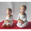 2 Engel Kerzenhalter aus Keramik,Vintage Kerzenständer,Weihnachtsdeko,Weihnachtschmuck große Engel PaarKerzenständer Engel,Adventdeko