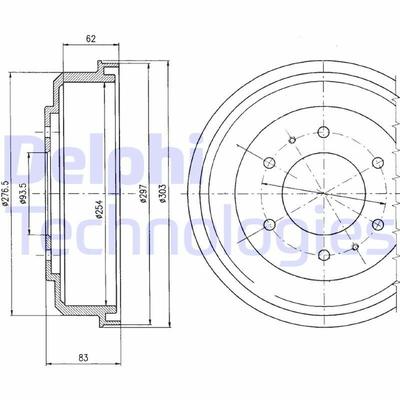 DELPHI Bremstrommel hinten rechts links für MITSUBISHI DODGE MB193596 MB950951 MB534235 BF355