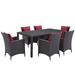 Ergode Convene 7 Piece Outdoor Patio Dining Set - Espresso Red