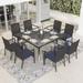 Sophia & William 9 Piece Outdoor Patio Dining Set Wicker Chairs and Metal Table Set