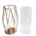 ZTTD Vase Glass Flower Vase With Geometric Metal Stand C^rystal Clear Terrariums Planter Bud Glass Vase A