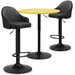 MoNiBloom 3 Piece Bar Table and Chair Set Round Cocktail 31.5 Adjustable-Heigh Pub Table and Leather Bar Stools for Dining