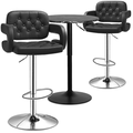 MoNiBloom 3 Piece Bar Table and Chair Set 23.5 Bar Table and PU Leather Bar Stools with Hollow Upholstered Back for Kitchen