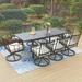 MF Studio 9-Piece Outdoor Dining Set with Expandable Table&Swivel Padded Chairs for 8-Person Black&Beige