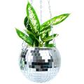 Silver Disco Ball Planter With Chain Boho Hanging Planter For Home 4 Inch Hanging Mirror Ball Planter For Indoor And Outdoor Plants