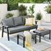 Ovios 3 Piece Outdoor Furniture All-Weather Patio Conversation Set Wicker Sectional Sofa with 5 Cushions