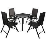 5 Piece Outdoor Dining Set with Folding Chairs Aluminium Black