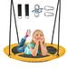 PRINIC Saucer Tree Swing for Kids Waterproof Flying Saucer Swing with A Swivel Hanging Straps Adjustable Ropes Easy to Install Round Mat Spinner Swing for indoor/playground swing set Orange