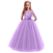 IBTOM CASTLE Little Big Girls Flower Vintage Floral Lace 3/4 Sleeves Floor Length Dress Wedding Party Evening Formal Pageant Dance Gown 2-3 Years Purple