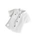 Casual Plain Stand Collar Blouse Short Sleeve White Baby Tops (Baby s)