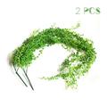 Gerich 2 Pcs Artificial Hanging Vine Leaf Decoration Succulent Plants Wall Casement Long Vines Decor (Green)