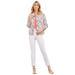 Plus Size Women's Classic Cotton Denim Jacket by Jessica London in Multi Painted Paisley (Size 20) 100% Cotton Jean Jacket