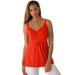 Plus Size Women's Shirred Tank by Jessica London in Electric Orange (Size 12)