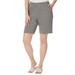 Plus Size Women's Soft Ease Knit Shorts by Jessica London in Medium Heather Grey (Size 2X)