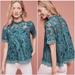 Anthropologie Tops | Anthropologie Lace Meadows Blouse Hd Paris Peacock Teal Blue Floral Top Mock 2 | Color: Blue/Green | Size: 2