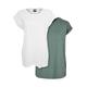T-Shirt URBAN CLASSICS "Damen Ladies Extended Shoulder Tee 2-Pack" Gr. 5XL, grün (white paleleaf) Herren Shirts T-Shirts