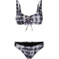 Bügel-Tankini URBAN CLASSICS "Damen Ladies Lace Up Tie Dye Bikini" Gr. L, N-Gr, schwarz-weiß (black, white) Damen Bikini-Sets Ocean Blue