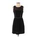 Princess Vera Wang Cocktail Dress - A-Line Crew Neck Sleeveless: Black Print Dresses - Women's Size 1