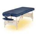 Master Massage 76cm Coronado Wider Wooden Lightweight Portable Massage Couch Foldable Massage Table Spa Beauty Couch Physiotherapy Bed W/Ambient Light System, Royal Blue