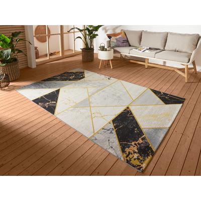 Outdoorteppich HANSE HOME "Noble", schwarz (schwarz,grau,goldfarben), B:200cm H:3mm L:285cm, Polyester, Polypropylen (PP), Teppiche, In-& Outdoor, Teppich, Wetterfest, Balkon, Garten, Wohnzimmer, Gold Image
